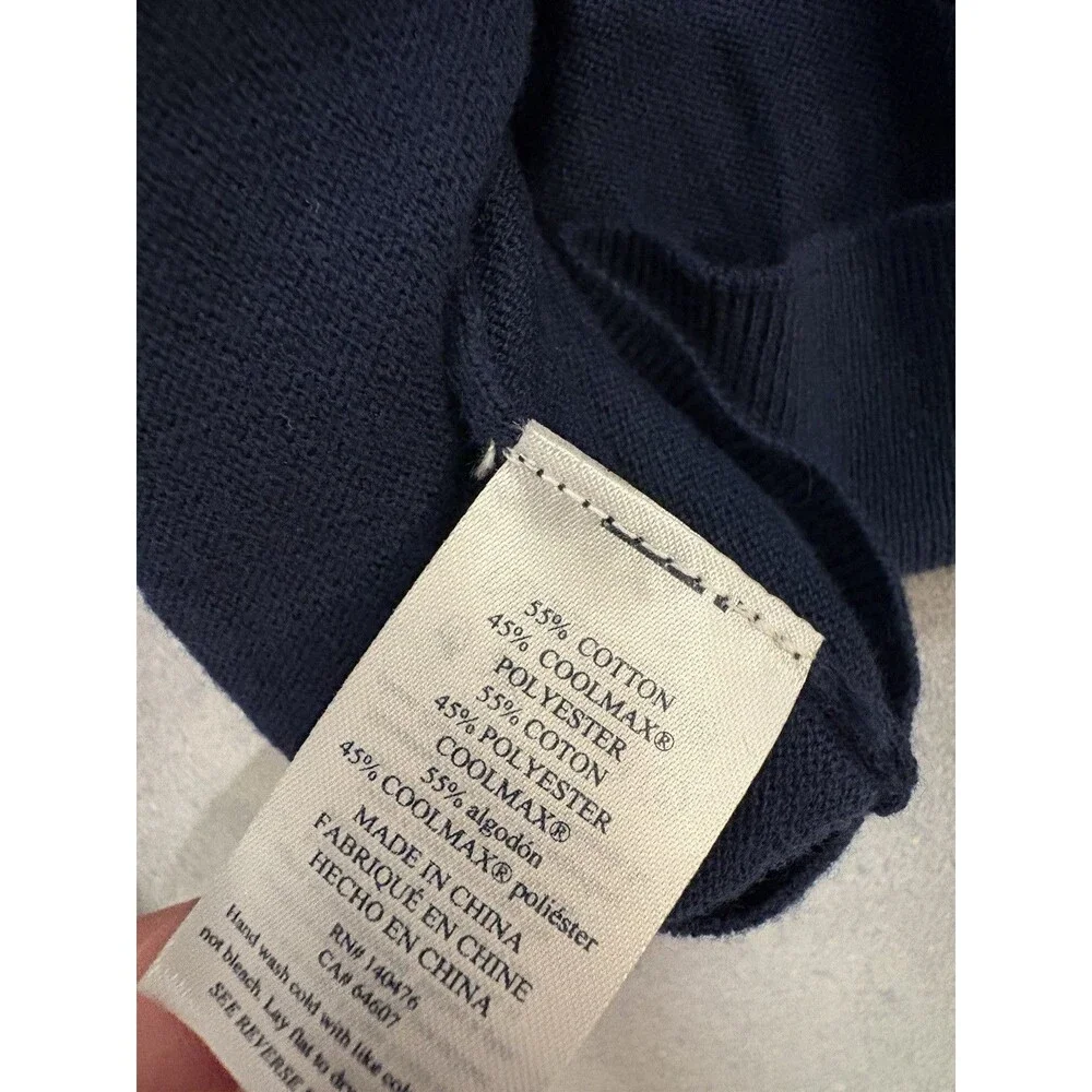 FAHERTY RESERVE Mens Navy Blue Long Sleeve Crew Neck Sweater Size M Cotton